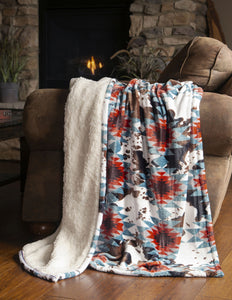 Wrangler® Southwest Cowhide Plush Sherpa Throw