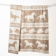 Load image into Gallery viewer, Wrangler Tan Rodeo Stretchy Throw Blanket