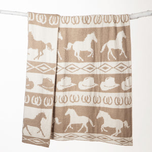 Wrangler Tan Rodeo Stretchy Throw Blanket