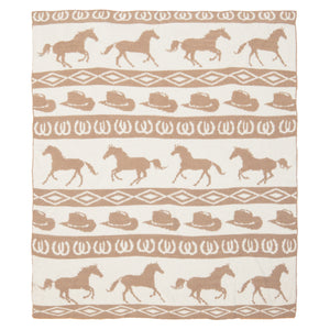 Wrangler Tan Rodeo Stretchy Throw Blanket