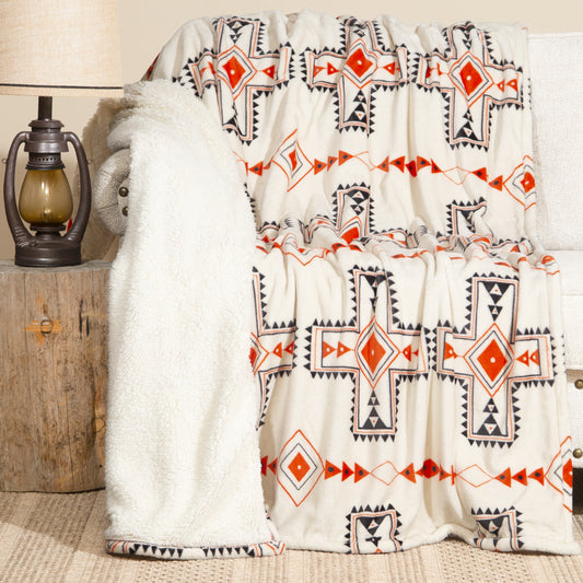 Wrangler Santa Fe Sun Plush Sherpa Throw Blanket