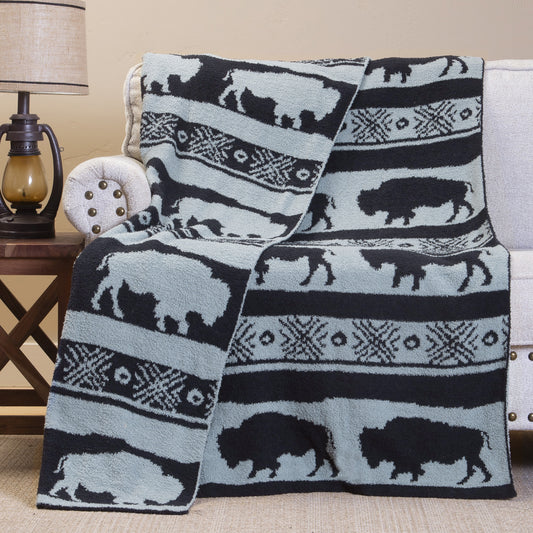 Wrangler Buffalo Blues Stretchy Throw Blanket