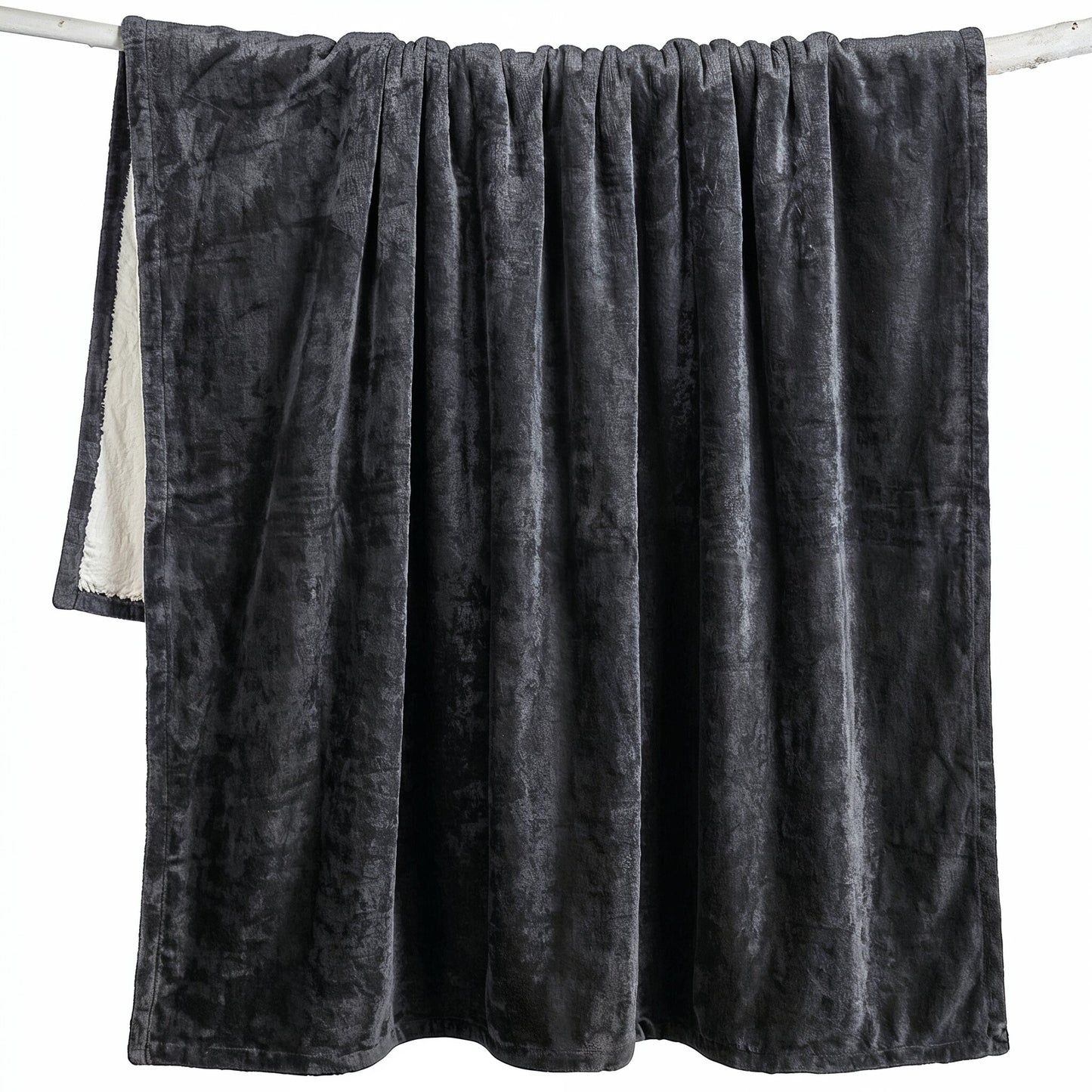 Grey Plush Sherpa Throw