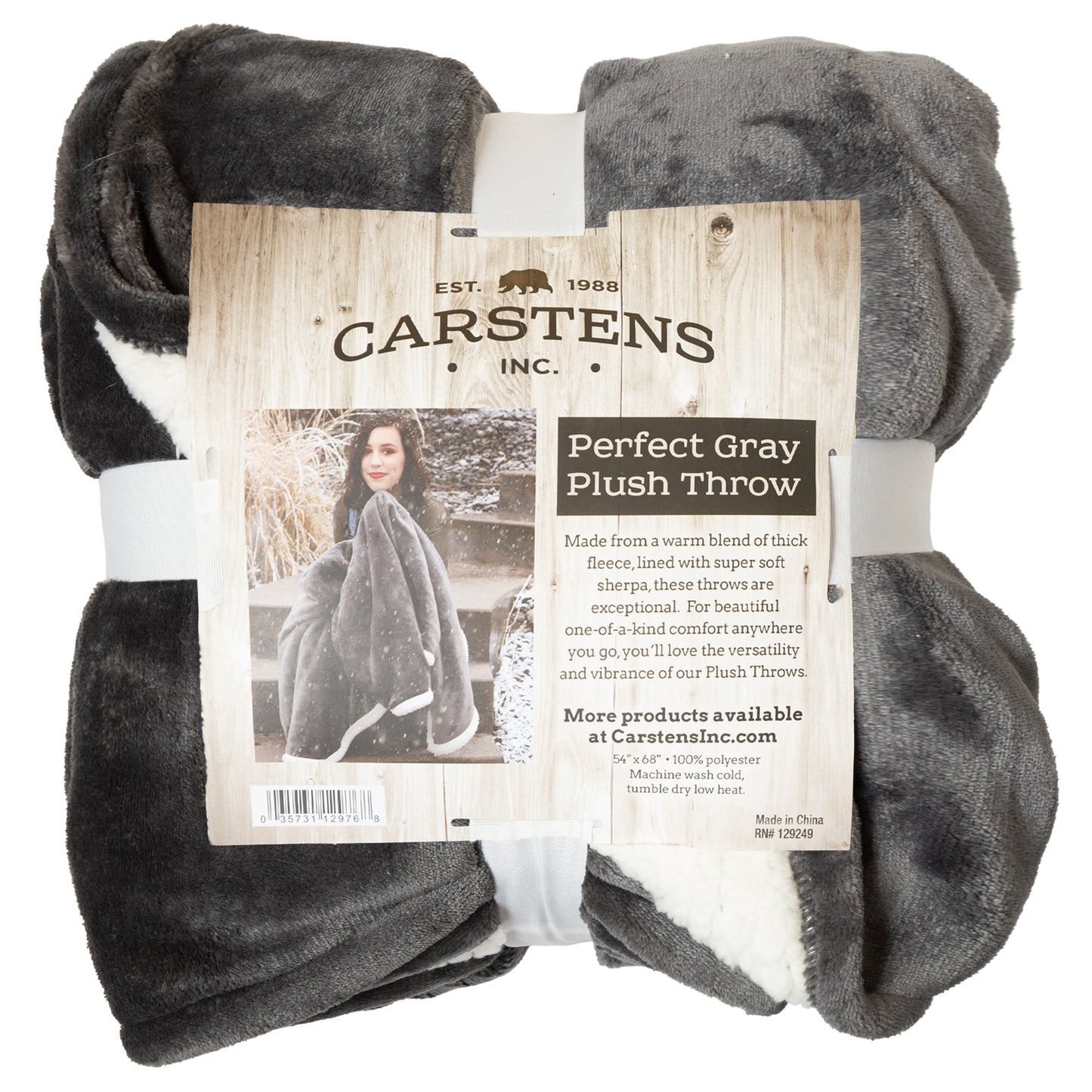 Grey Plush Sherpa Throw