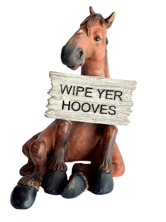 Helpful Horse Wipe Yer Hooves Figurine