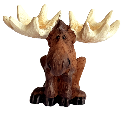 Mini Moose Sitting Figurine