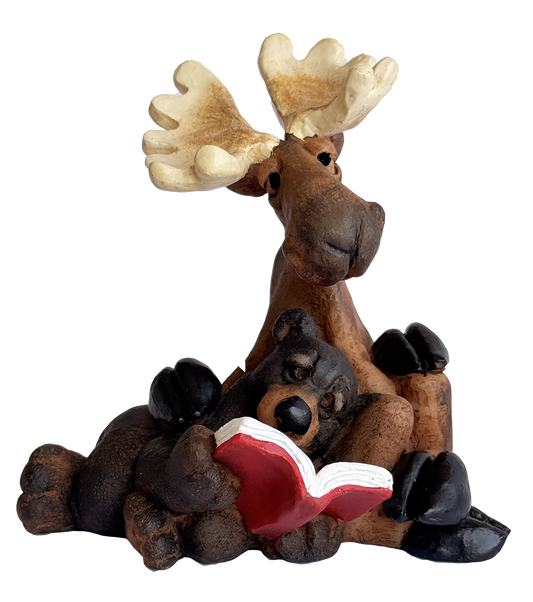 Moose with Bear Figurine