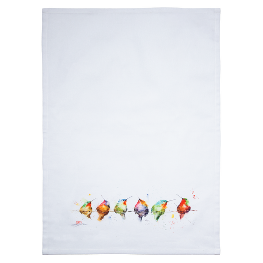 Hummers on a Wire Tea Towel