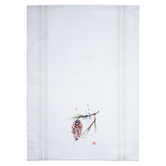 White Pinecone Tea Towel