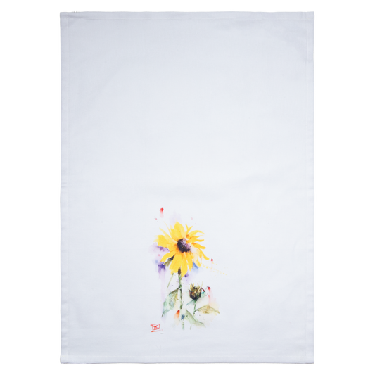 Sunflower & Bud Tea Towel