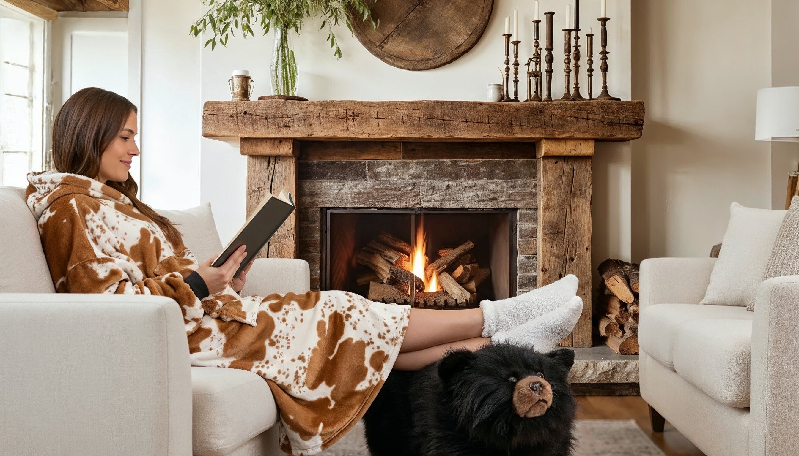 Set Biancheria Da Letto Carstens Bear Trails – Copriletto Queen E Federe Marrone, Stile Scaldasonno Sherpa