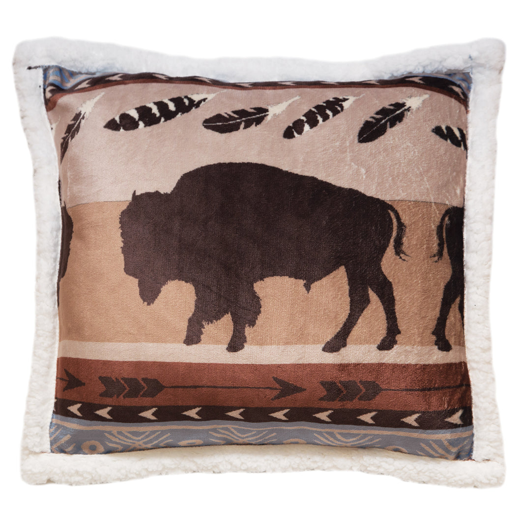 Wrangler Buffalo Southwestern Sherpa Fleece Throw Pillow