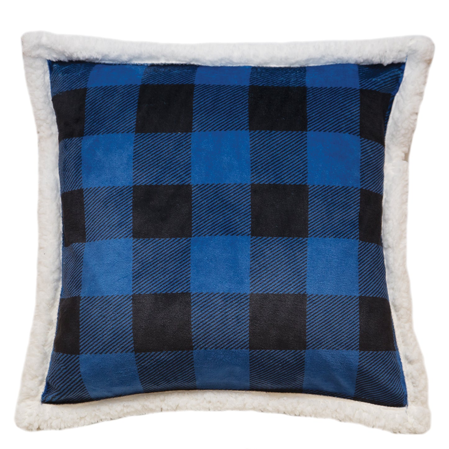 Wrangler® Blue Lumberjack Plaid Plush Sherpa Pillow