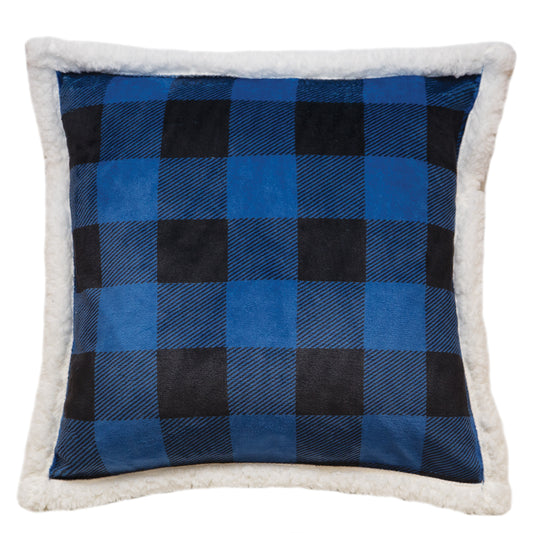 Wrangler® Blue Lumberjack Plaid Plush Sherpa Pillow
