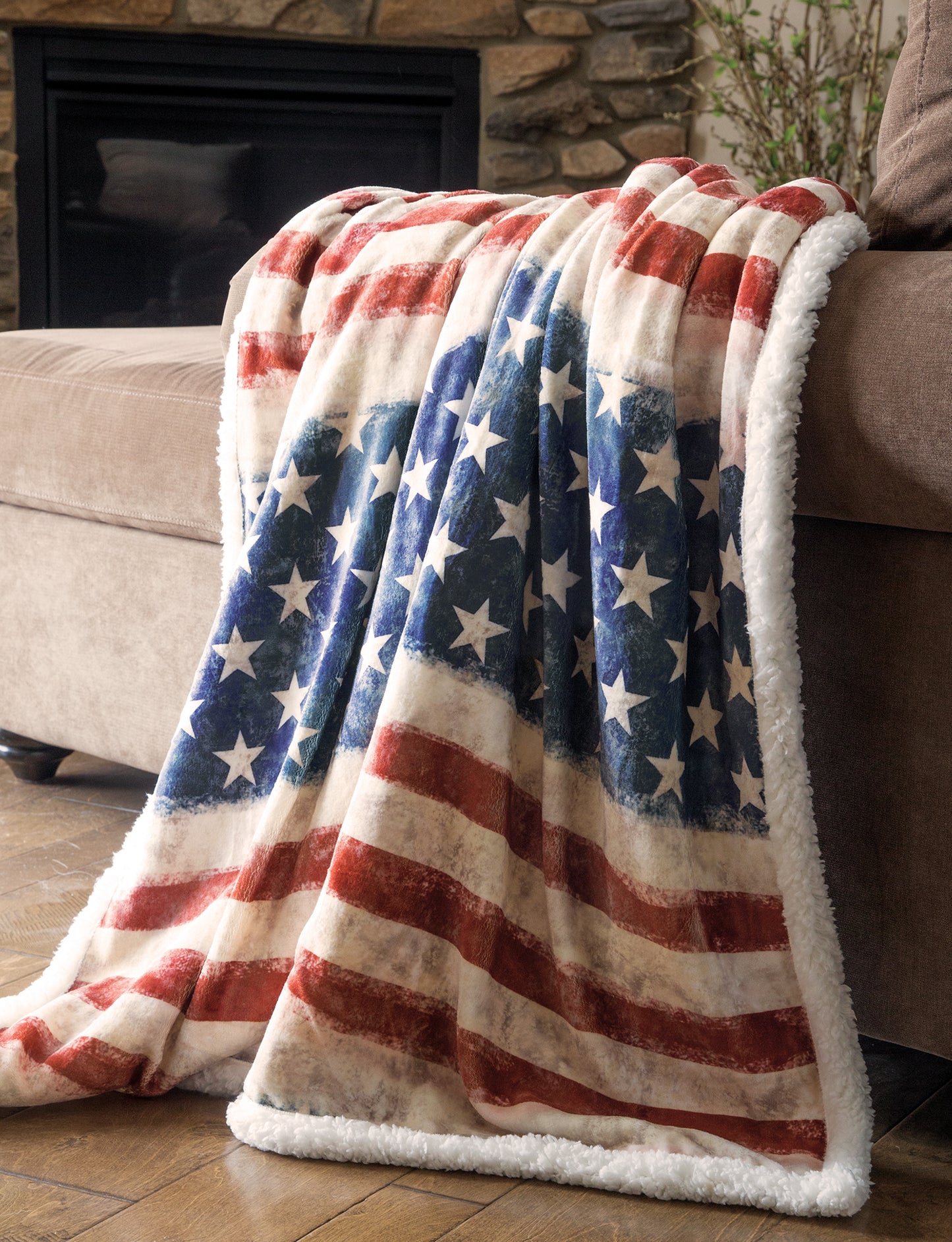 Wrangler® Stars & Stripes Plush Sherpa Throw
