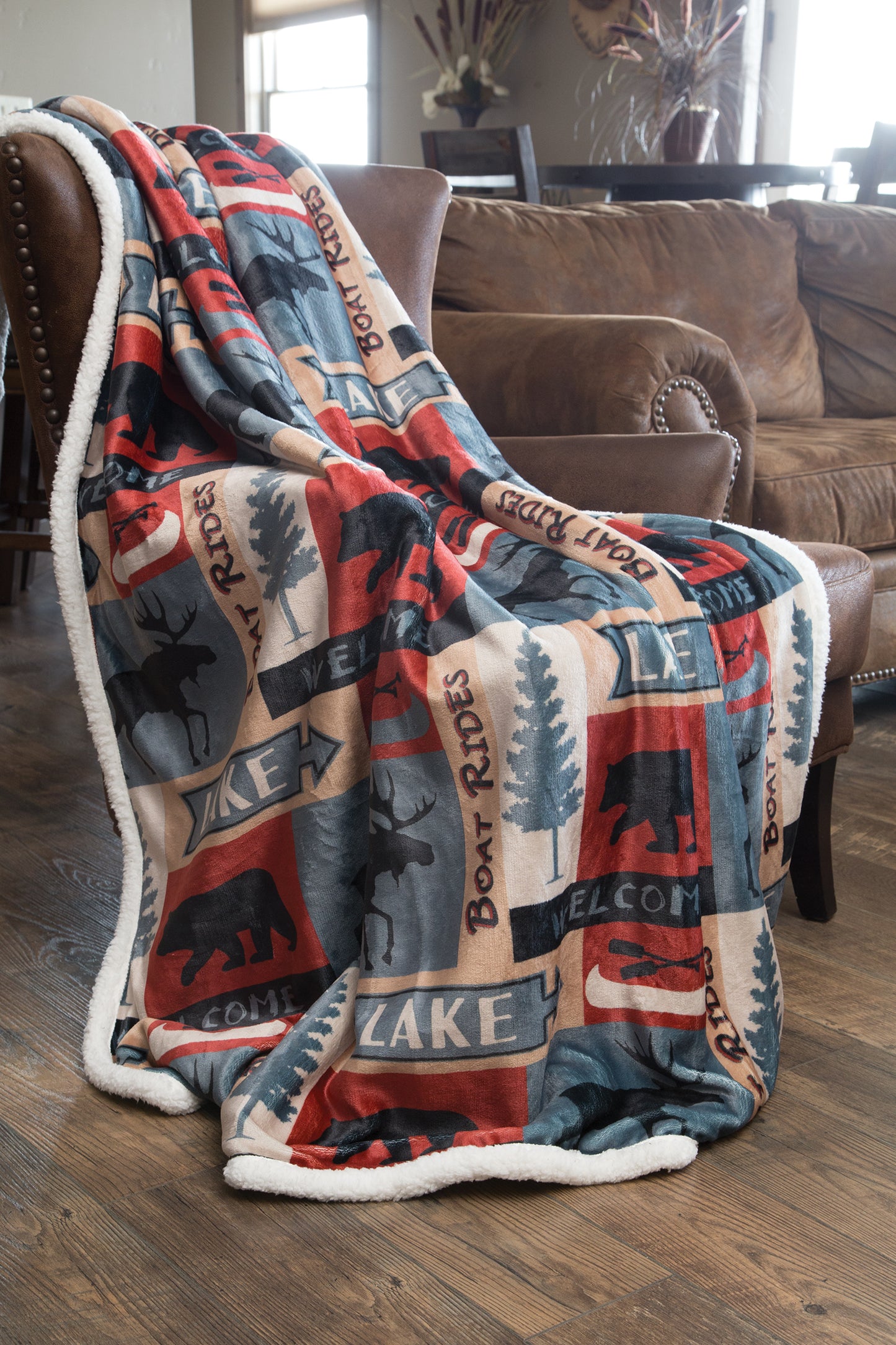 Lake House Plush Sherpa Throw
