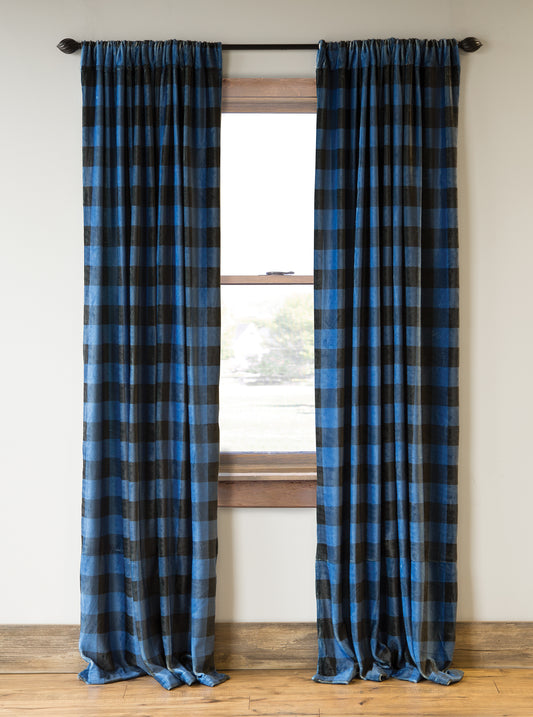 Wrangler® Blue Lumberjack Plaid Plush Curtains
