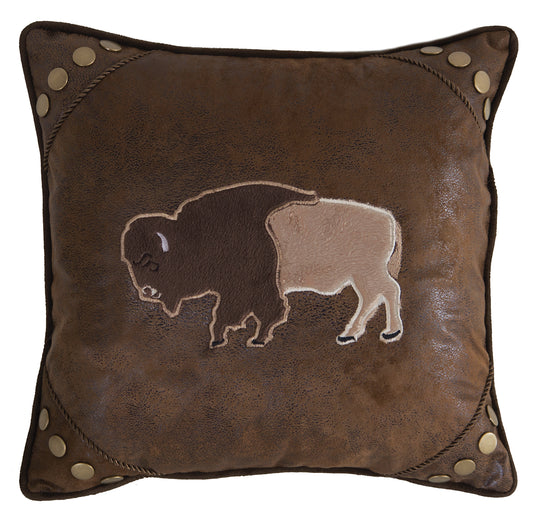 Wrangler® Faux Leather Buffalo Pillow