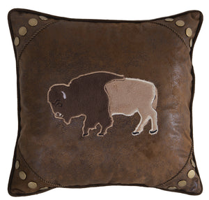 Wrangler Faux Leather Buffalo Throw Pillow