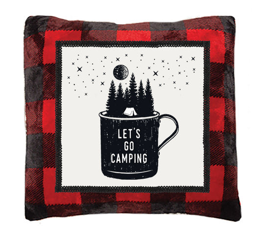 Red Buffalo Plaid Let's Go Camping Pillow