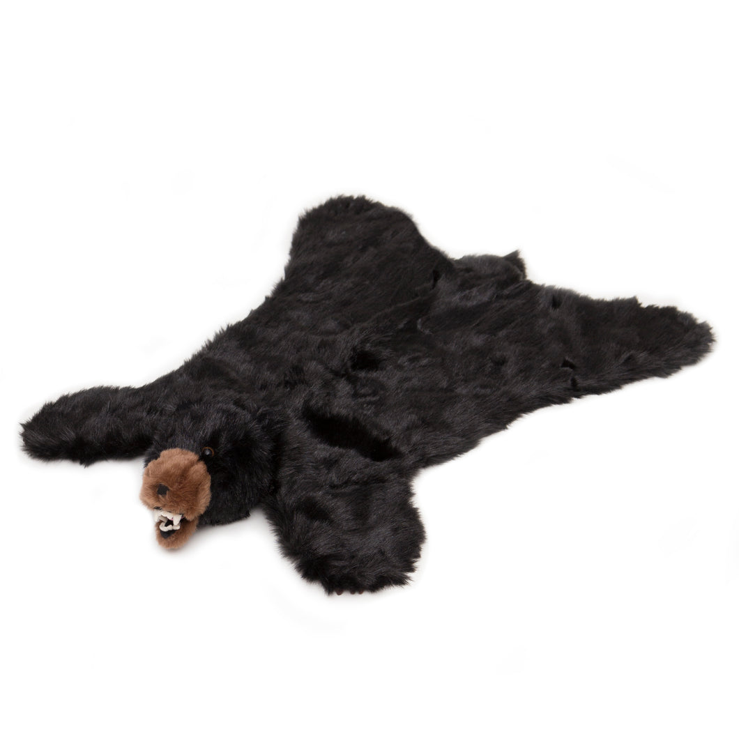 Black bear plush rug, large