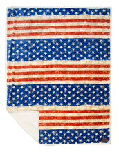 Load image into Gallery viewer, Wrangler Stars &amp; Stripes USA American Flag Sherpa Fleece Throw Blanket