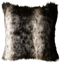 Load image into Gallery viewer, Black Wolf Fur Pillow