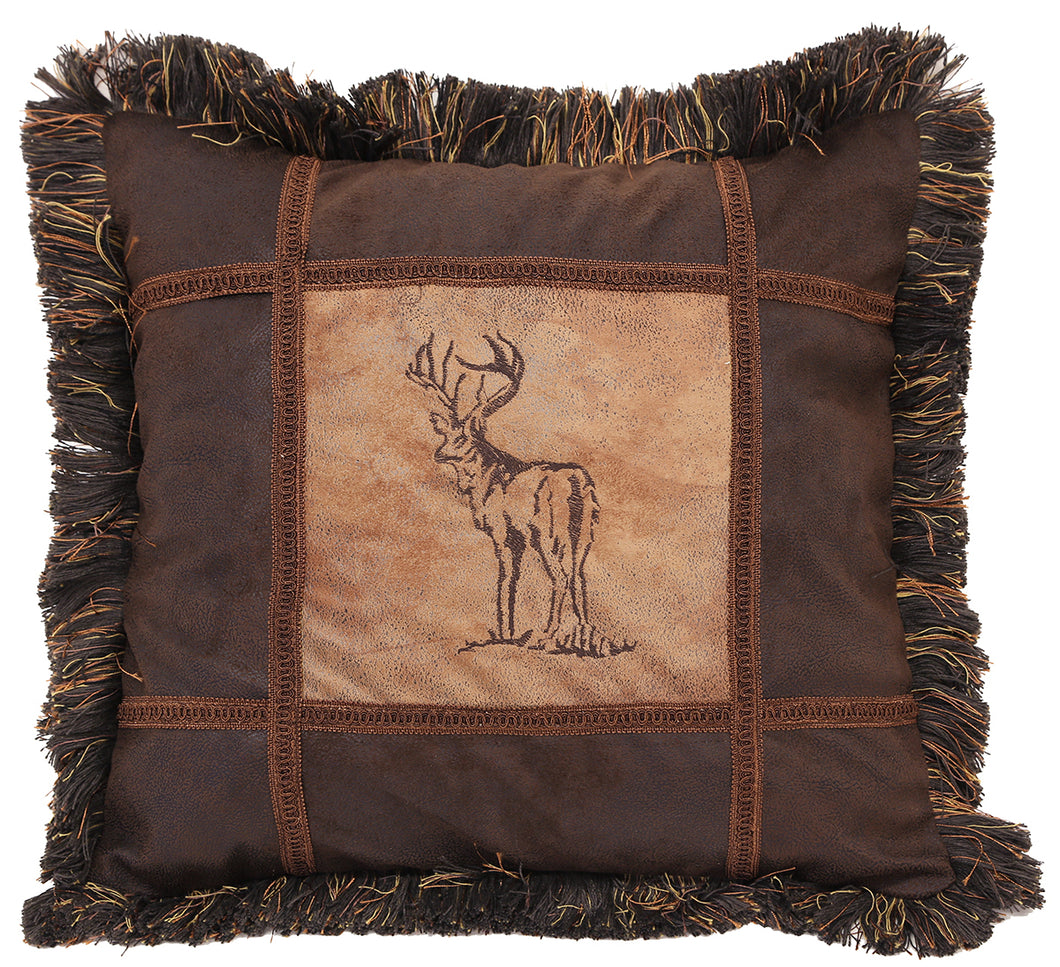 Embroidered Buck Pillow