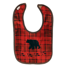 Load image into Gallery viewer, Red Plaid Bear Bib