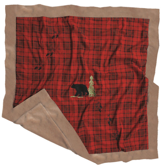 Red Plaid Bear Baby Blanket
