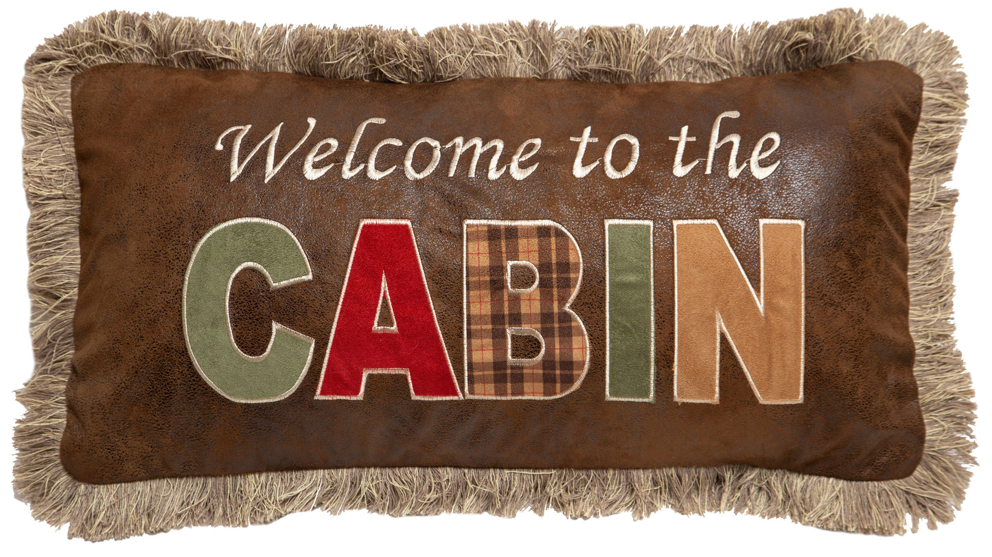 Welcome to the Cabin Faux Leather Pillow