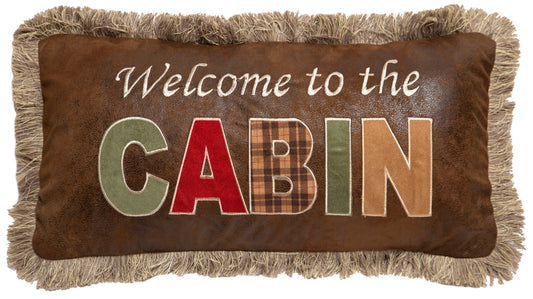 Welcome to the Cabin Faux Leather Pillow