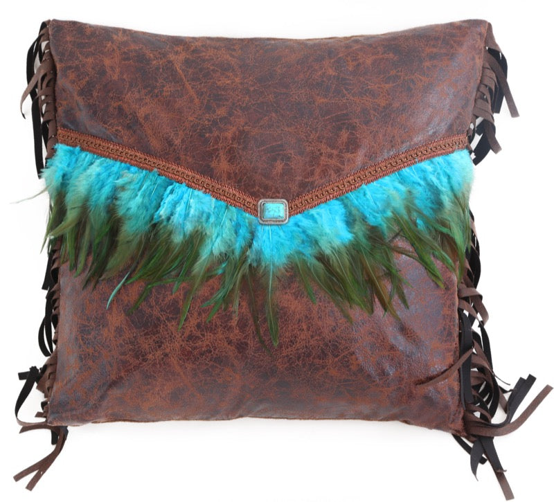 Turquoise Feather Envelope Pillow