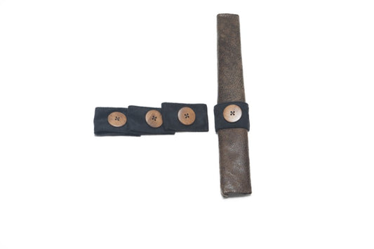 Black Suede, Wood Button Napkin Ring (set of 4)