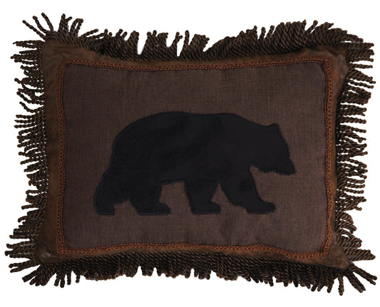 Black Bear Fringe Pillow