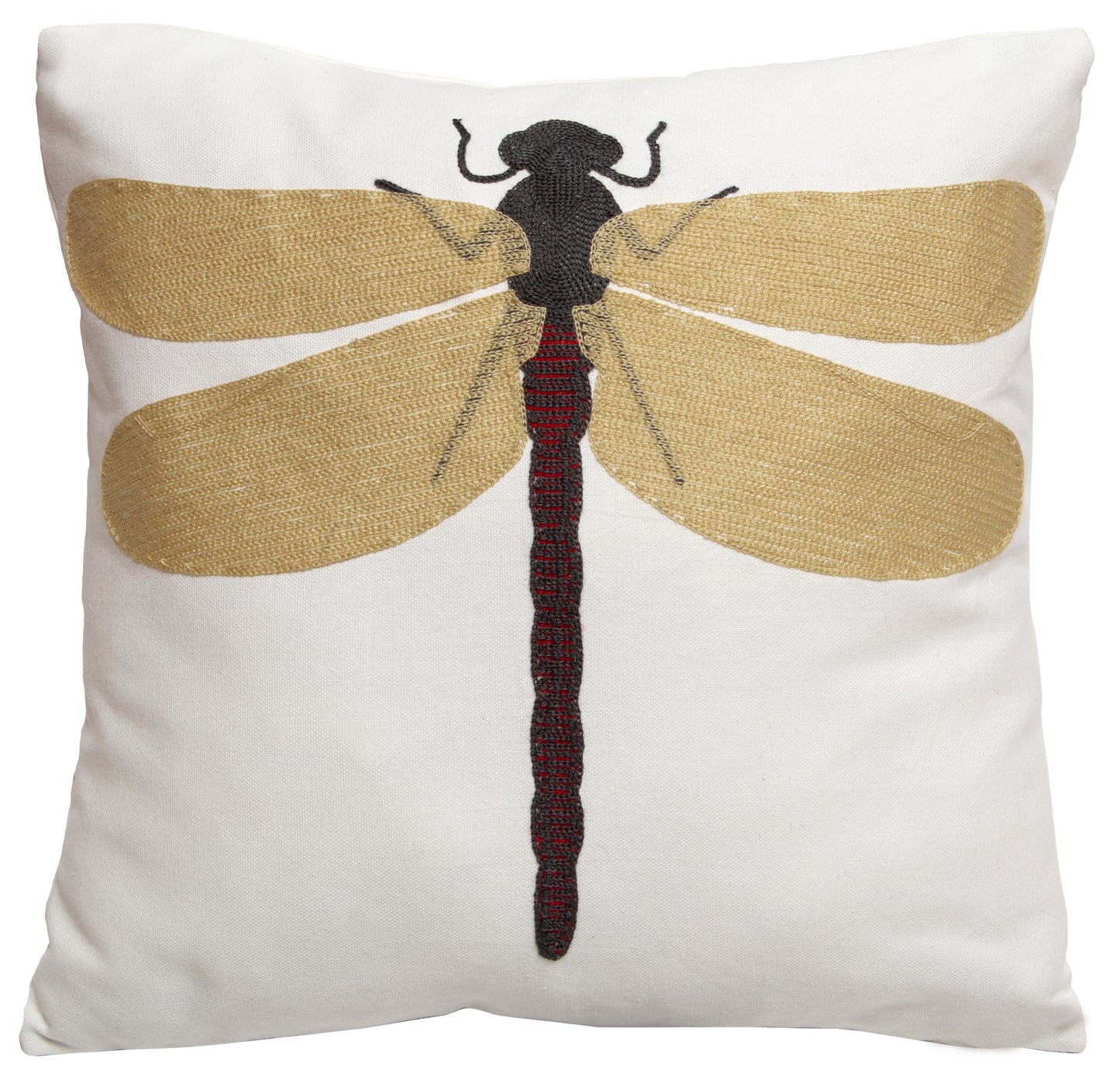Embroidered Dragonfly Pillow