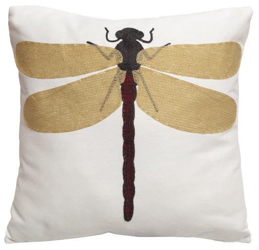 Embroidered Dragonfly Pillow
