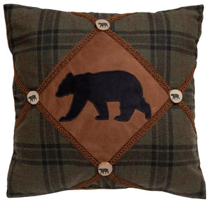 Bear & Bear Button Throw Pillow