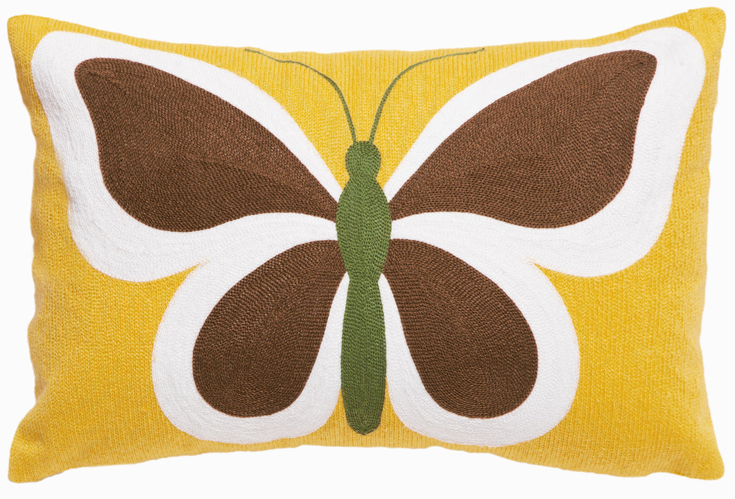 Butterfly on Yellow Throw Pillow