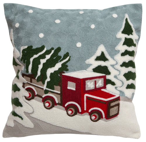 Snow Truck Holiday Pillow