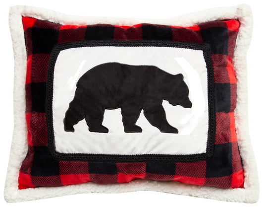 Lumberjack Bear Rustic Cabin Plush Sherpa Pillow
