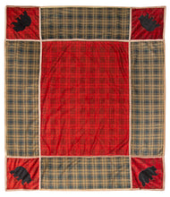 Load image into Gallery viewer, Red Plaid Bear Rustic Cabin Grid Throw Blanket 54x68