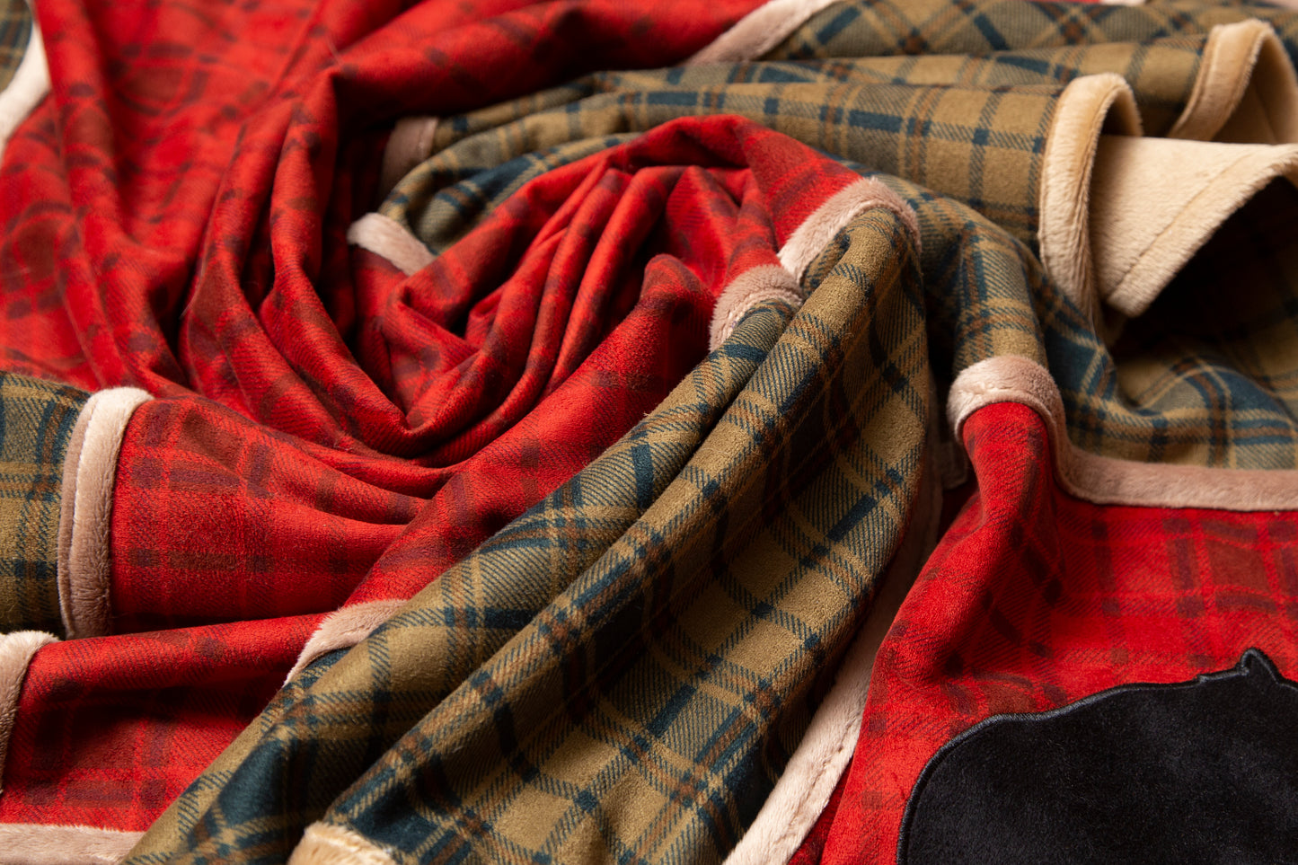 Red Plaid Bear Grid Throw