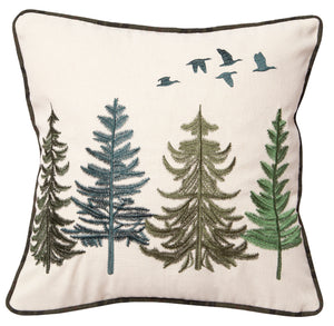 Geese and Pines Rustic Cabin Throw Pillow 18x18