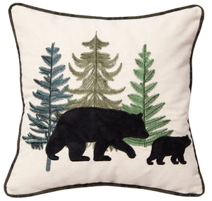 Bear Family Rustic Cabin Throw Pillow 18x18