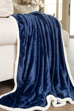Load image into Gallery viewer, Navy Blue Sherpa Plush Throw