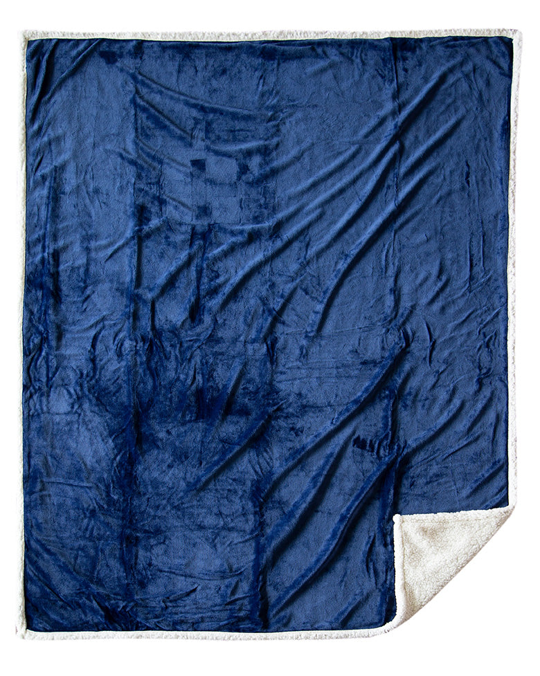 Navy Blue Plush Sherpa Throw