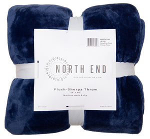 Navy Blue Sherpa Plush Throw