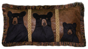Three Black Bears Pillow