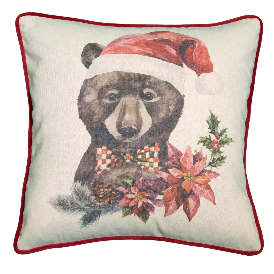 Watercolor Christmas Bear Pillow